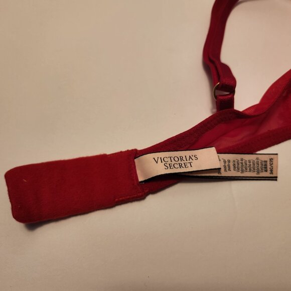 Victoria's Secret Dream Angels Red Lace Underwire Push Up Bra Women Size 34C - Picture 6 of 12